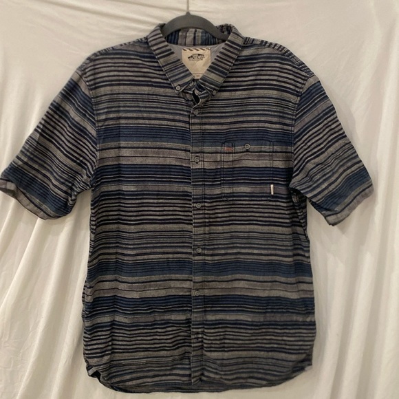 Vans Mens SS Buttoned Striped Shirt Color Gray/Blue Size XL - Picture 1 of 7